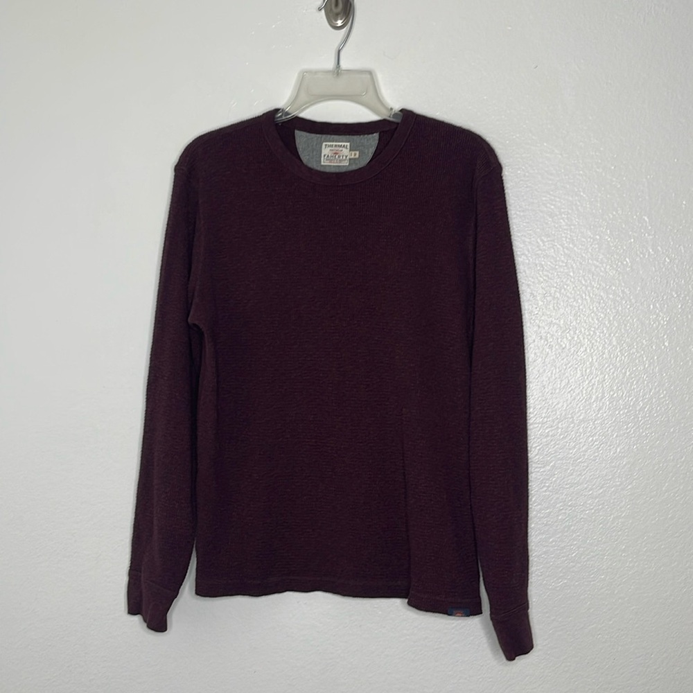 Faherty Surplus Waffle Crew Thermal Long Sleeve Shirt Organic Cotton Merlot Med